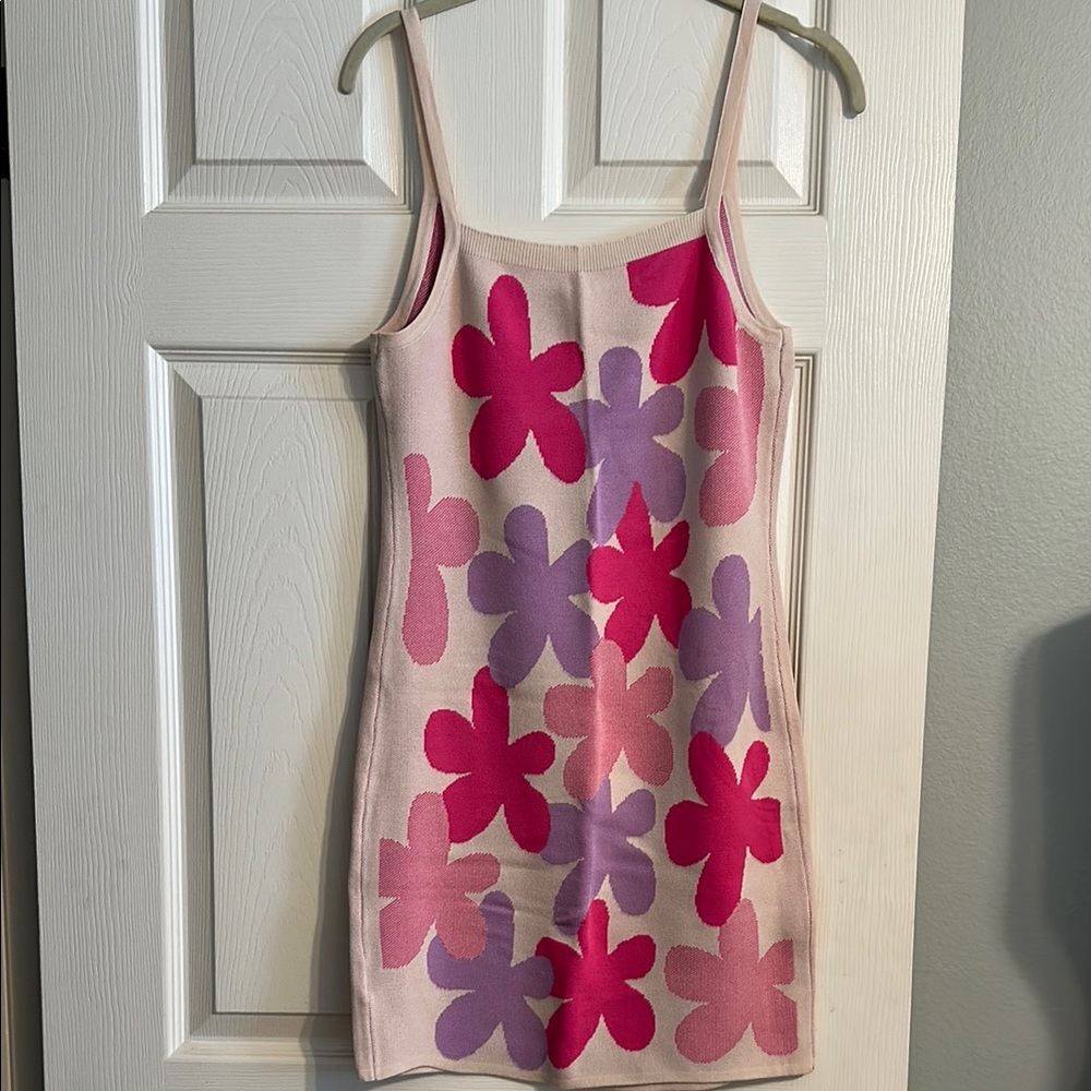 Floral Knit Dress in Pink and Purple